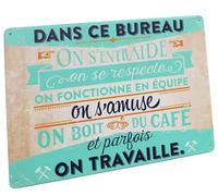 Hioni dans Ce Bureau on s'entraide, Pancarte en Métal Panneau Poster Plaque Métallique Slogan Art Décor Vintage Pr Maison Café Bureau