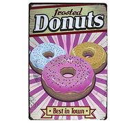 Hioni Fresh Donuts Best In Town, Pancarte En Métal Panneau Poster Plaque Métallique Slogan Art Décor Vintage Pr Cuisine Magasin de Desserts