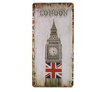 Hioni LONDON Plaque d'immatriculation vintage en métal gravé Big Ben