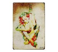 Hioni Musique Guitare Fille, Pancarte en Métal Panneau Poster Plaque Métallique Slogan Art Décor Vintage Pr Bar Café Pub