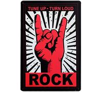 Hioni Rock'n 'Roll Tune Up Turn Loud Tin Sign, Funny decorative plaque murale style vintage Ornement Home & Café & Bar Décor