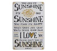 Hioni You Are My Sunshine i Love You Plaque murale décorative en métal