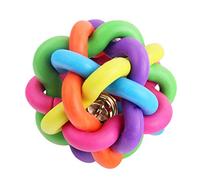 hionre Balle tissée colorée pour chien, chiot - Clochette sonore - Nettoyage des dents - Jouet à mâcher - Accessoire pour animal domestique - Couleur aléatoire S