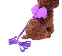 hionre Mignon Solide Couleur Mini Ailes Nylon Pet Harnais Poitrine Sangle Chien Chat Laisse - Violet XS
