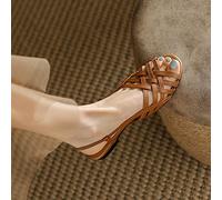 HIONRE Sandales Plateau Bout Extérieure Chaussures,Sandales Plates rétro, Chaussures Femme Mode Grande Taille, Marron, 40,Cheville Sandales Femmes élégantes