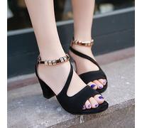 HIONRE Vintage Confortables Chaussons de Plage Sandales,Sandales Creuses Respirantes, Chaussures décontractées à Talons Hauts pour Femmes, Noir, 34,Mode Cuir Croiser Sandales Femme