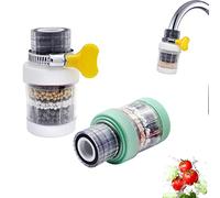 Hioph Lot de 2 filtres de robinet, cartouche purificateur à charbon actif pour robinet d'eau, élimine le chlore, le fluorure, anti-éclaboussures pour évier de cuisine, salle de bain