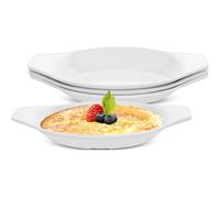 Hioph Lot de 4 mini assiettes à dessert ovales avec poignées pour salades, pâtes, steak
