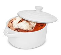 Hioph Plat de cuisson à camembert avec couvercle, plat de cuisson en céramique blanc de 14 cm pour four, four à fromage pour camembert, brie au four, fondue, trempette, passe au four et au micro-ondes