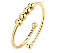 HIOPOIUYT Bague pour femme en acier inoxydable avec perles pour soulager le stress et la méditation, Comme sur l'image