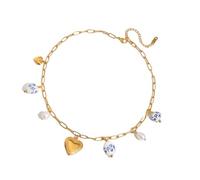 HIOPOIUYT Boucles d'oreilles et collier en céramique avec chaîne en acier inoxydable, accessoire polyvalent pour les occasions décontractées et formelles, ensemble élégant de boucles d'oreilles et de