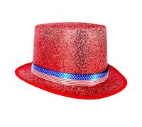 HIOPOIUYT Chapeau haut à paillettes aux couleurs vives et attrayantes Fedoras Jazzy pour les artistes de rue, les jours de l'indépendance, Rouge, Taille unique