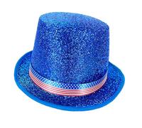HIOPOIUYT Chapeau haut à paillettes aux couleurs vives et attrayantes Fedoras Jazzy pour les artistes de rue, les jours de l'indépendance, bleu, Taille unique