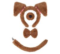 HIOPOIUYT Ensemble d'accessoires de déguisement pour chien 1/4/5 pièces avec oreilles de chien, bandeau, queue, jupe tutu, kit d'accessoires pour enfants, costume d'animal pour cosplay
