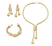HIOPOIUYT Ensemble de 3 colliers et boucles d'oreilles géométriques légers avec chaîne réglable pour diverses occasions