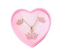 HIOPOIUYT Ensemble de boucles d'oreilles et collier tendance inspirés de la couronne - Accessoires élégants en alliage pour un usage quotidien - Ensemble de bijoux de fiançailles, taille unique, Comme