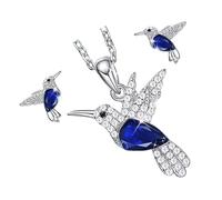 HIOPOIUYT Ensemble élégant collier et boucles d'oreilles en forme d'oiseau avec cristaux étincelants pour femme - Bijoux sophistiqués en alliage pour un usage quotidien - Ensemble de collier d'oiseau