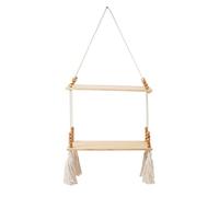 HIOPOIUYT Étagère suspendue moderne avec pompons et perles en bois - Étagères flottantes pour chambre d'enfant, salle de bain, salon