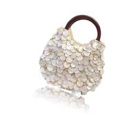 HIOPOIUYT Hoboes Sacs à main pour femme avec poignée sur le dessus Fait à la main en perles de coquillage Poignée supérieure pour femme, Coquilles double face, One Size