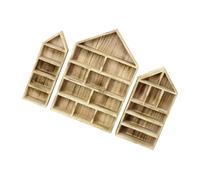 HIOPOIUYT Lot de 3 étagères murales pratiques en bois pour objets de collection - Plusieurs tailles - Anti-poussière - Boîtes de décoration d'intérieur