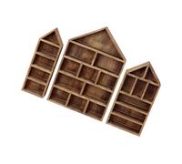HIOPOIUYT Lot de 3 étagères murales pratiques en bois pour objets de collection - Plusieurs tailles - Anti-poussière - Boîtes de décoration d'intérieur