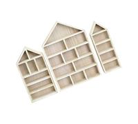 HIOPOIUYT Lot de 3 étagères murales pratiques en bois pour objets de collection - Plusieurs tailles - Anti-poussière - Boîtes de décoration d'intérieur