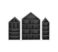 HIOPOIUYT Lot de 3 étagères murales pratiques en bois pour objets de collection - Plusieurs tailles - Anti-poussière - Boîtes de décoration d'intérieur