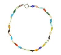 HIOPOIUYT Millefioris Collier de perles pour femme en verre soufflé à la main Artisanat italien Chaîne de cou courte Accessoires de tous les jours, taille unique, Acrylique, Pas de gemme