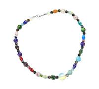 HIOPOIUYT Millefioris Collier de perles pour femme en verre soufflé à la main Artisanat italien Chaîne de cou courte Accessoires de tous les jours, taille unique, Acrylique, Pas de gemme