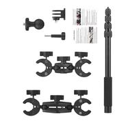 HIOPOIUYT Pince télescopique à 5 sections pour caméra d'action avec adaptateur de tête sphérique 360 °, double poignées pour accessoires de sport, super pince double caméra