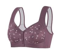 HIOPOIUYT Soutien-gorge de sport à fermeture à bouton sur le devant - Confortable - Couverture complète pour femmes et filles - Fermeture cadeau - Soutien-gorge de sport quotidien, violet, D