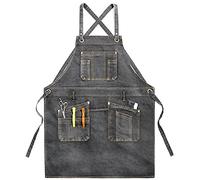 HIOPOIUYT Tablier de chef Cowboy réglable avec poches de 75 cm de long, Noir , A