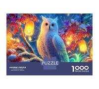 Hiouf sur la Branche dans Le Ciel étoilé 1000 Pièces - Assemblage Parfait & Détente mystérieux Oiseau Nocturne - pour Amateurs De Puzzles 38x26cm/1000pcs Cadeau pour Adultes