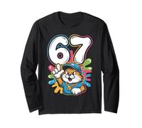 Hip Cat 67 Six Seven Street Style Cool Feline Design Manche Longue