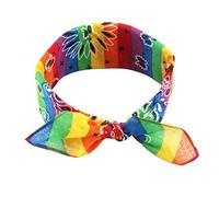 Hip Hop Bandana multi-usages en coton Écharpe carrée à rayures arc-en-ciel Bandeau Wrap Mouchoir de poche pour femmes et hommes