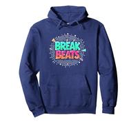 Hip Hop Break Beats Retro Graffiti Style Musique Art Sweat à Capuche, Unisexe pour Adultes, Bleu Marine, XL