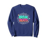 Hip Hop Break Beats Retro Graffiti Style Musique Art Sweatshirt, Unisexe pour Adultes, Bleu Marine, XXL