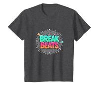 Hip Hop Break Beats Retro Graffiti Style Musique Art T-Shirt, Enfant, Chiné Foncé, 4 Ans