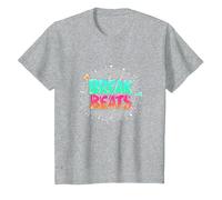 Hip Hop Break Beats Retro Graffiti Style Musique Art T-Shirt, Enfant, Gris Chiné, 3 Ans