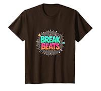 Hip Hop Break Beats Retro Graffiti Style Musique Art T-Shirt, Enfant, Marron, 4 Ans