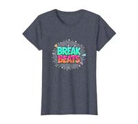 Hip Hop Break Beats Retro Graffiti Style Musique Art T-Shirt, Femme, Bleu Chiné, XS