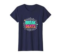 Hip Hop Break Beats Retro Graffiti Style Musique Art T-Shirt, Femme, Bleu Marine, 3XL