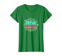 Hip Hop Break Beats Retro Graffiti Style Musique Art T-Shirt, Femme, Vert Kelly, S
