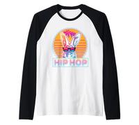 Hip Hop Bunny Vintage Retro 80s Easter Sunday Rabbit Manche Raglan