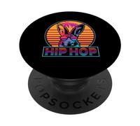 Hip Hop Bunny Vintage Retro 80s Easter Sunday Rabbit PopSockets PopGrip Adhésif