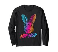 Hip Hop Bunny with Sunglasses Cute Easter Funny Rabbit Lover Manche Longue