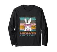 Hip Hop Bunny with Sunglasses Cute Easter Funny Rabbit Lover Manche Longue