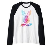 Hip Hop Bunny with Sunglasses Cute Easter Funny Rabbit Lover Manche Raglan