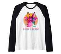 Hip Hop Bunny with Sunglasses Cute Easter Funny Rabbit Lover Manche Raglan