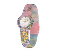 HIP HOP, Collection Paisley Montre pour femme avec bracelet en silicone hypoallergénique et tissus Paisley, boîtier 32 mm, résistant à l'eau, traitement Sunray, rose, 32, Moderne